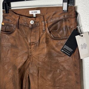 RE/DONE Rare Leather Like Brown Pants‎ Size 25 NWT